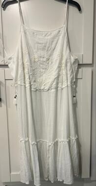 True Craft Peasant Top Dress Gauze Crochet White Boho Prairie Coquette  SZ 2X